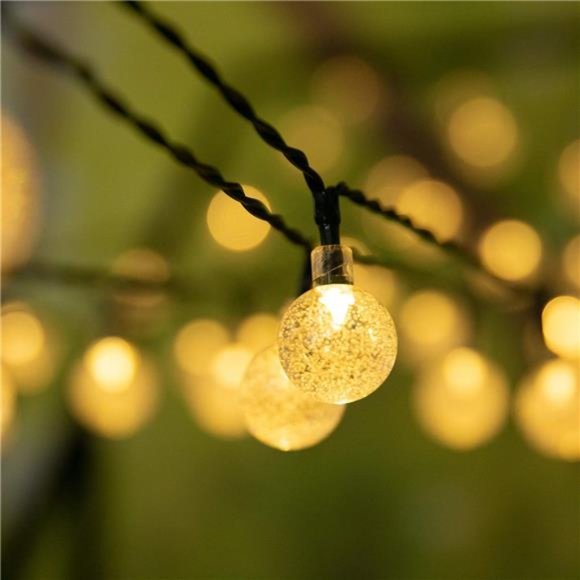 Solar String Lights Outdoor 60 Led 35.6Feet Crystal Globe Lights with 8 Lighting - Picture 2 of 6